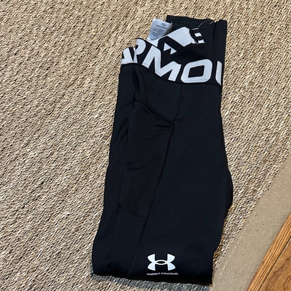 Under Armour Black Leggings with White Logo compression pants - Picture 5 of 5